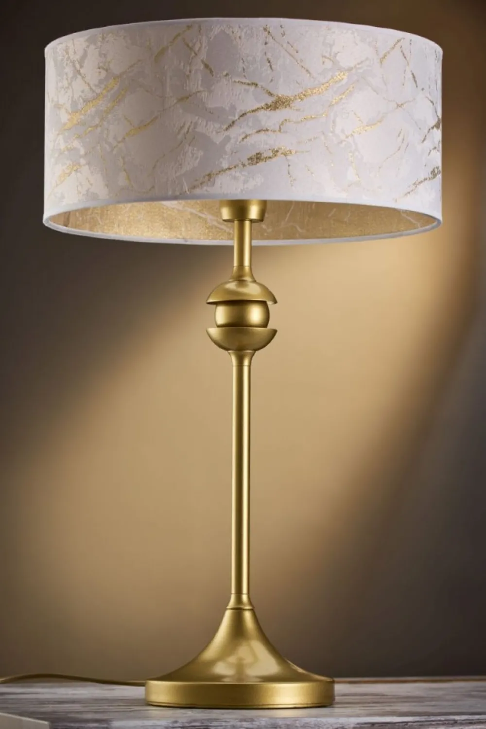 Lampa stołowa KASZMIR złota biały abażur 1xE27 * Jupiter Best