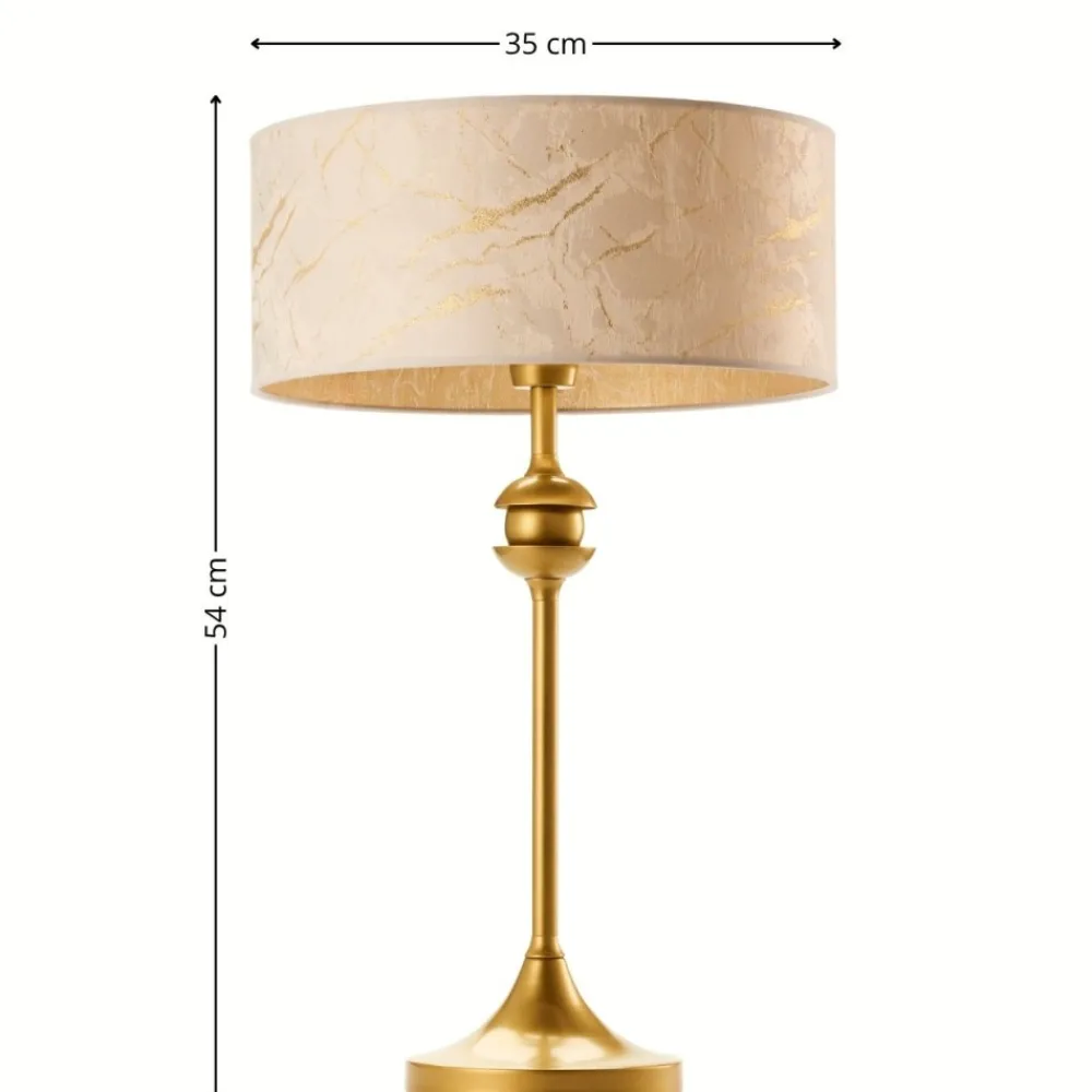 Lampa stołowa KASZMIR złota biały abażur 1xE27 * Jupiter Best