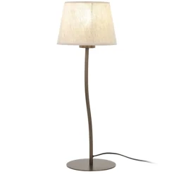 Lampa stołowa NICOLA brązowa abażur len 1xE27 * TK Lighting Discount