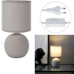 Lampa stołowa ORBA szara 25 cm kulista * HowHomely Online