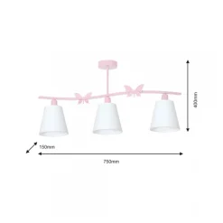 Lampa Sufitowa ALICE Różowy Abażury 3xE14 * Eko-light Online