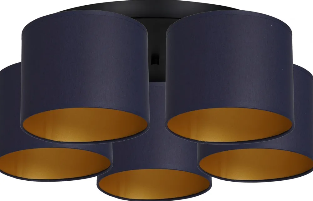 Lampa Sufitowa ARDEN Niebieski Złoty Abażur 5xE27 * Luminex Hot