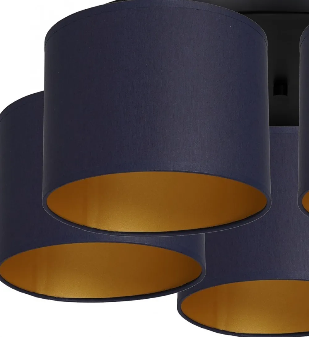 Lampa Sufitowa ARDEN Niebieski Złoty Abażur 5xE27 * Luminex Hot