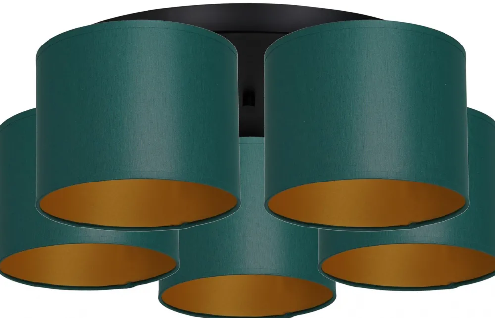 Lampa Sufitowa ARDEN Zielony Złoty Abażur 5xE27 * Luminex Sale