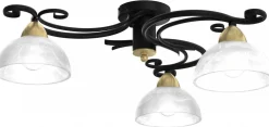 Lampa Sufitowa AURORA Czarny Złoty Szklany Klosz 3xE27 * Luminex Clearance