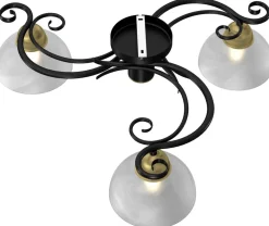 Lampa Sufitowa AURORA Czarny Złoty Szklany Klosz 3xE27 * Luminex Clearance