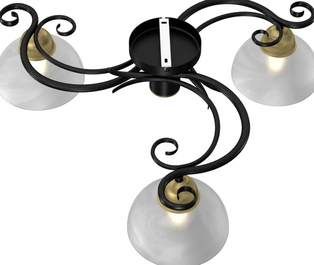 Lampa Sufitowa AURORA Czarny Złoty Szklany Klosz 3xE27 * Luminex Clearance