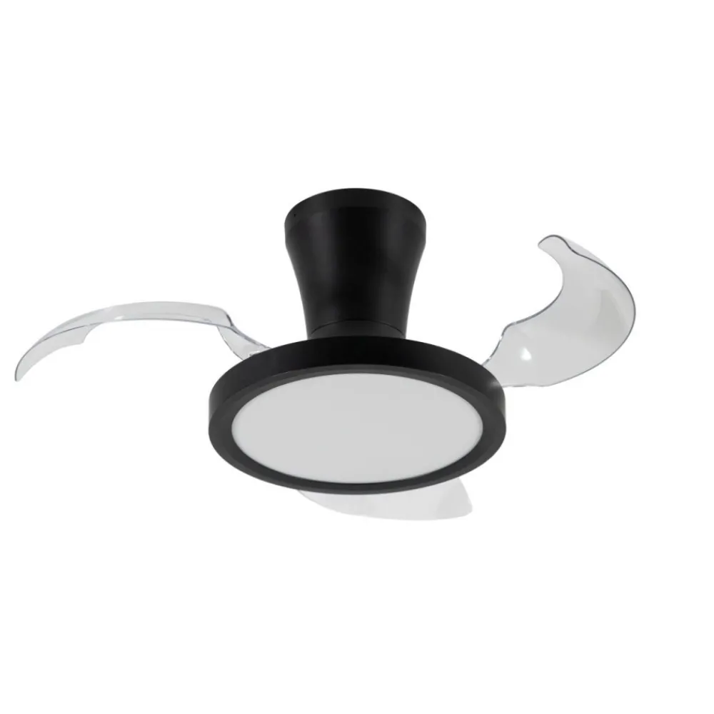 Lampa sufitowa BREEZE czarna 1xLED z wiatrakiem i pilotem * TK Lighting