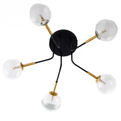 Lampa Sufitowa BURANO Czarny Transparentny Szklane Klosze 5xG9 * Jupiter Outlet