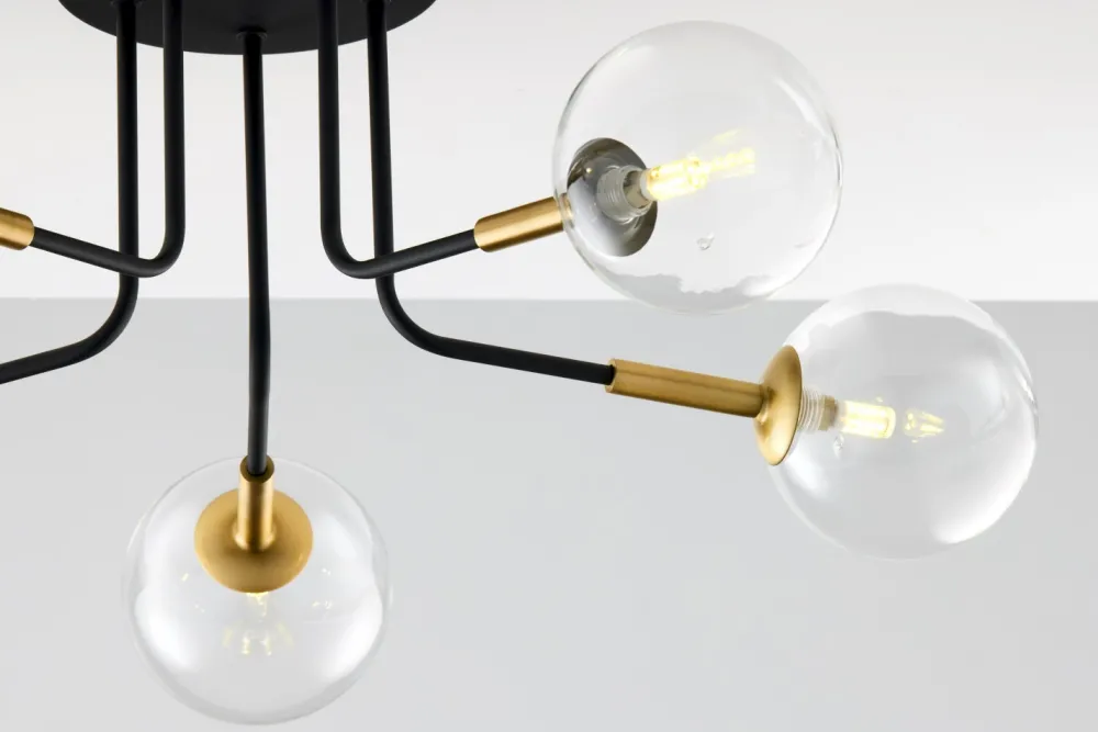 Lampa Sufitowa BURANO Czarny Transparentny Szklane Klosze 5xG9 * Jupiter Outlet