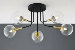 Lampa Sufitowa BURANO Czarny Transparentny Szklane Klosze 5xG9 * Jupiter Outlet