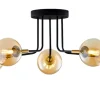 Lampa Sufitowa BURANO Czarny Bursztynowy Szklane Klosze 5xG9 * Jupiter Best