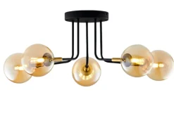 Lampa Sufitowa BURANO Czarny Bursztynowy Szklane Klosze 5xG9 * Jupiter Best