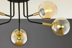 Lampa Sufitowa BURANO Czarny Bursztynowy Szklane Klosze 5xG9 * Jupiter Best