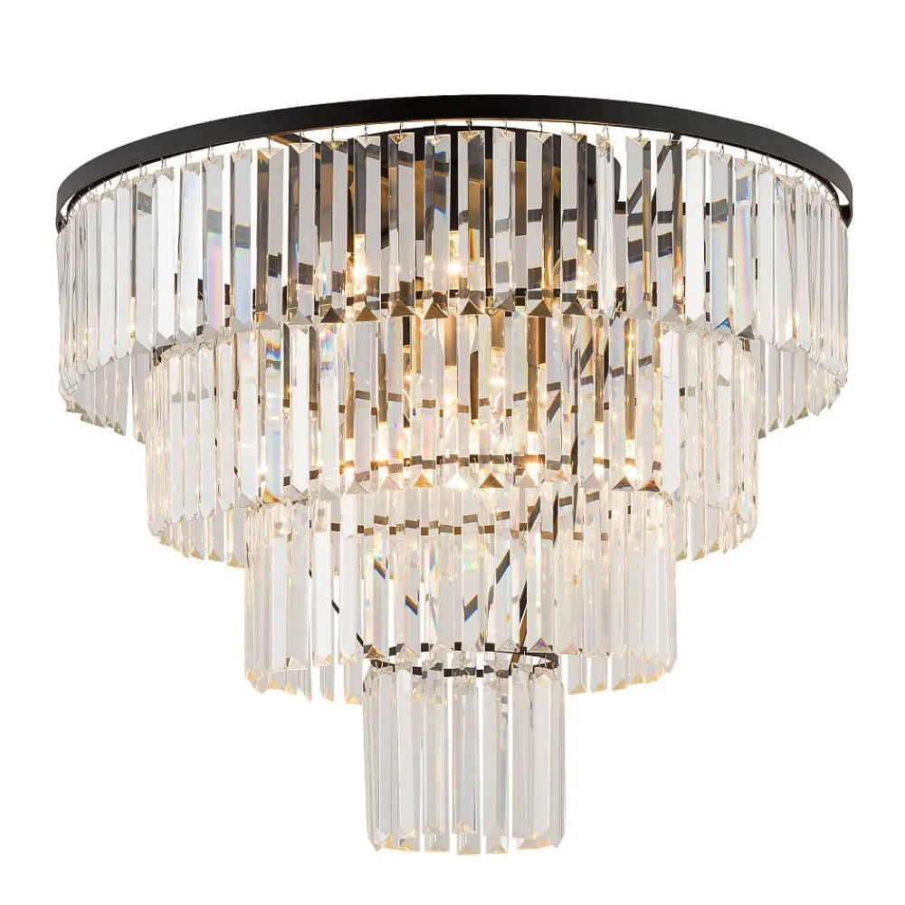 Lampa Sufitowa CRISTAL Czarny Szklane Kryształy 12xE14 71cm * Nowodvorski