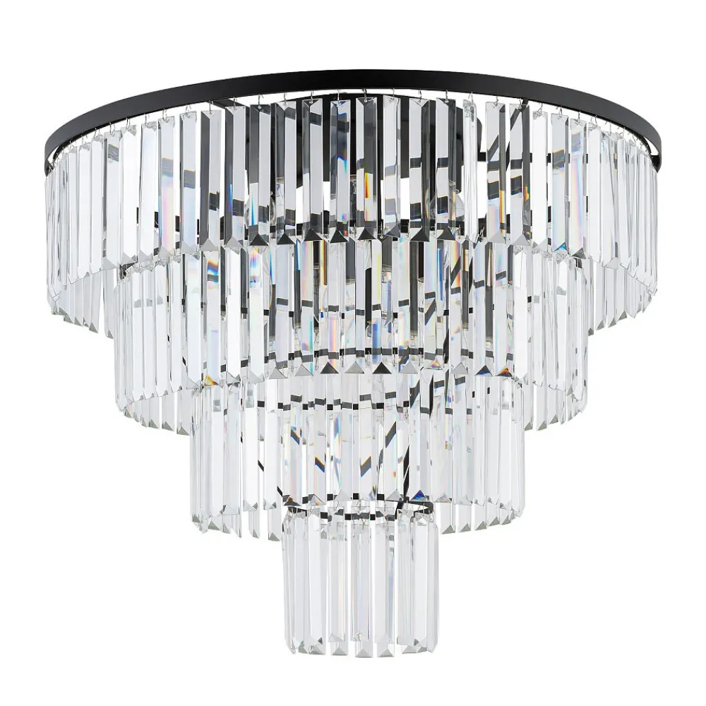 Lampa Sufitowa CRISTAL Czarny Szklane Kryształy 12xE14 71cm * Nowodvorski