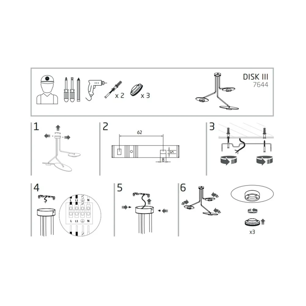 Lampa Sufitowa DISK Czarny Brązowy 3xXG53 * Nowodvorski Online