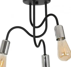 Lampa Sufitowa DOW Czarny Srebrny 3xE27 * Luminex New