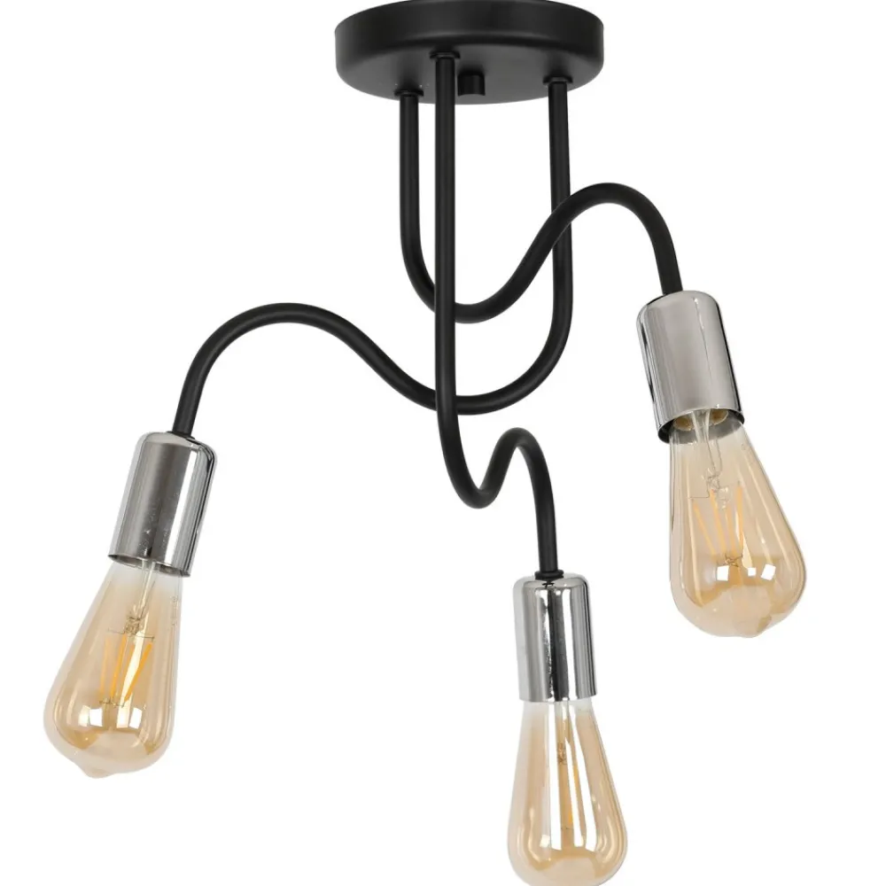Lampa Sufitowa DOW Czarny Srebrny 3xE27 * Luminex New