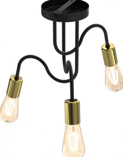 Lampa Sufitowa DOW Czarny Złoty 3xE27 * Luminex Hot