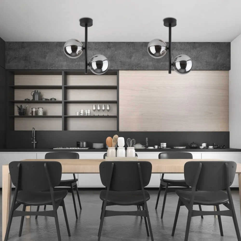 Lampa Sufitowa ESTERA Czarny Szklane Klosze 2xG9 * TK Lighting Online
