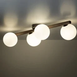 Lampa sufitowa ESTERA WOOD orzech klosz biały 4xG9 * TK Lighting Clearance