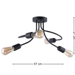 Lampa Sufitowa FADO Czarny Loft 4xE27 * TK Lighting Online