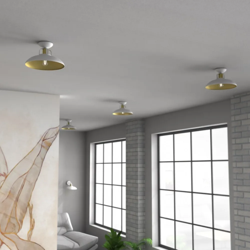 Lampa Sufitowa FELIX Biały Złoty Metalowy Klosz 1xE27 30cm * Eko-light Clearance