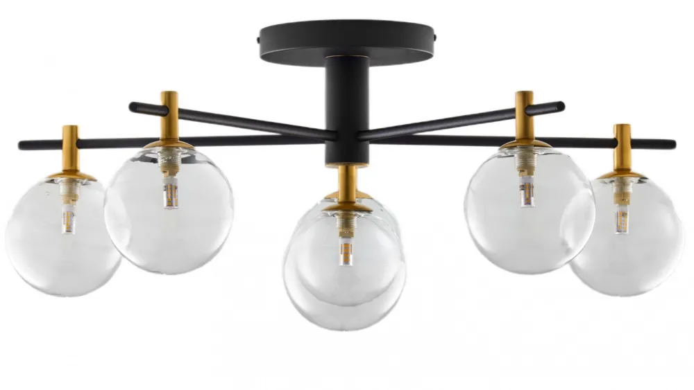 Lampa Sufitowa FIGARO Czarny Transparentny Szklane Klosze 6xG9 * Jupiter Sale