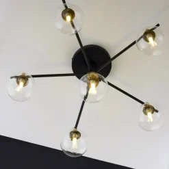 Lampa Sufitowa FIGARO Czarny Transparentny Szklane Klosze 6xG9 * Jupiter Sale