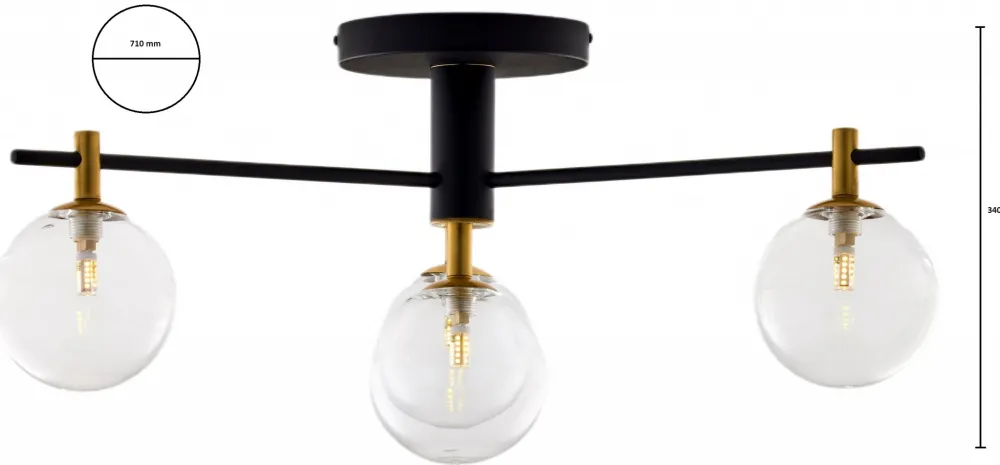 Lampa Sufitowa FIGARO Czarny Transparentny Szklane Klosze 4xG9 * Jupiter Outlet