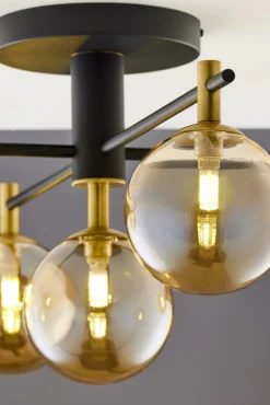 Lampa Sufitowa FIGARO Czarny Bursztynowy Szklane Klosze 5xG9 * Jupiter Clearance