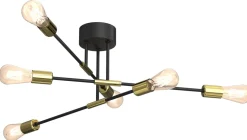 Lampa Sufitowa FLAME Czarny Złoty 6xE27 * Luminex Discount
