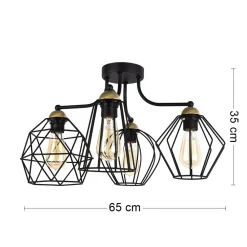 Lampa Sufitowa GALAXY Czarny Metalowe Klosze 4xE27 * TK Lighting Outlet