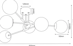 Lampa Sufitowa GLAME Czarny Złoty Szklany Klosz 6xE27 * Luminex Sale