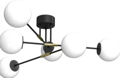 Lampa Sufitowa GLAME Czarny Złoty Szklany Klosz 6xE27 * Luminex Sale