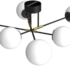 Lampa Sufitowa GLAME Czarny Złoty Szklany Klosz 6xE27 * Luminex Sale