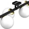 Lampa Sufitowa IDRIS Czarny Złoty Szklany Klosz 4xE27 * Luminex New