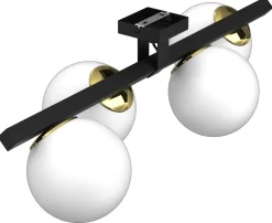Lampa Sufitowa IDRIS Czarny Złoty Szklany Klosz 4xE27 * Luminex New