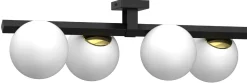 Lampa Sufitowa IDRIS Czarny Złoty Szklany Klosz 4xE27 * Luminex New