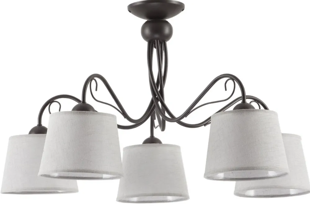 Lampa Sufitowa KAMELIA Brązowy Szary Abażury 5xE27 * Jupiter Online