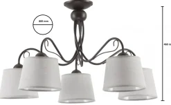 Lampa Sufitowa KAMELIA Brązowy Szary Abażury 5xE27 * Jupiter Online
