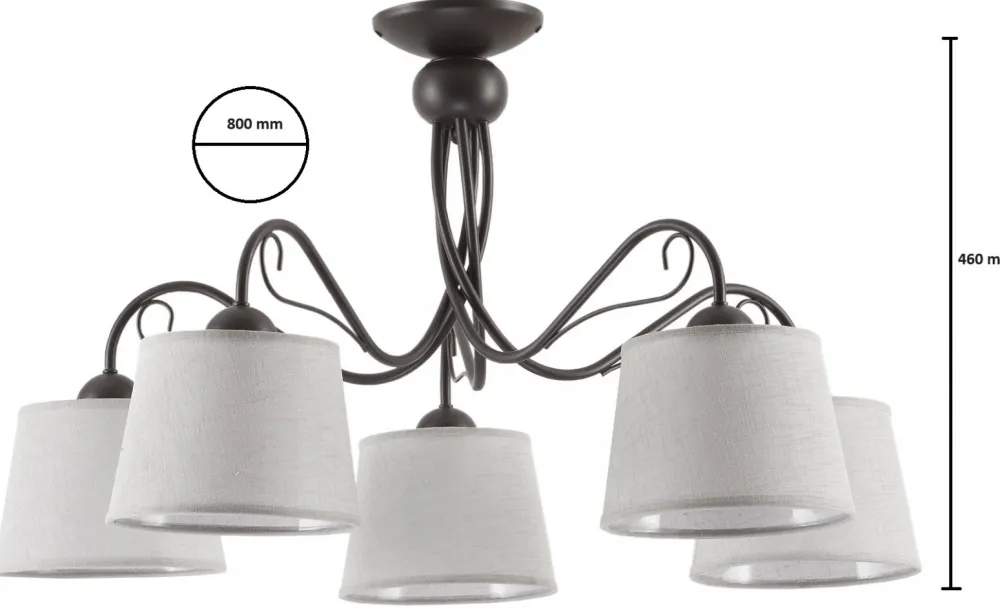 Lampa Sufitowa KAMELIA Brązowy Szary Abażury 5xE27 * Jupiter Online