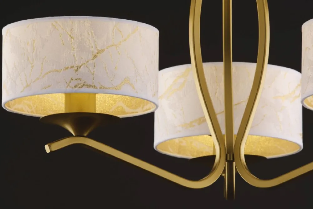 Lampa sufitowa KASZMIR złota biały abażur 3xE27 * Jupiter New