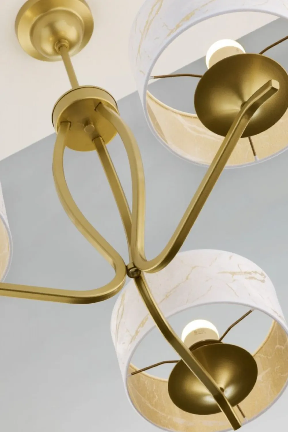 Lampa sufitowa KASZMIR złota biały abażur 3xE27 * Jupiter New