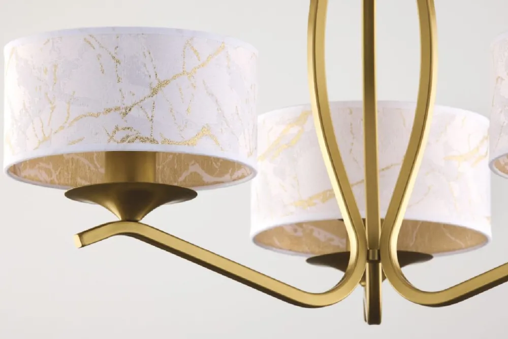 Lampa sufitowa KASZMIR złota biały abażur 3xE27 * Jupiter New