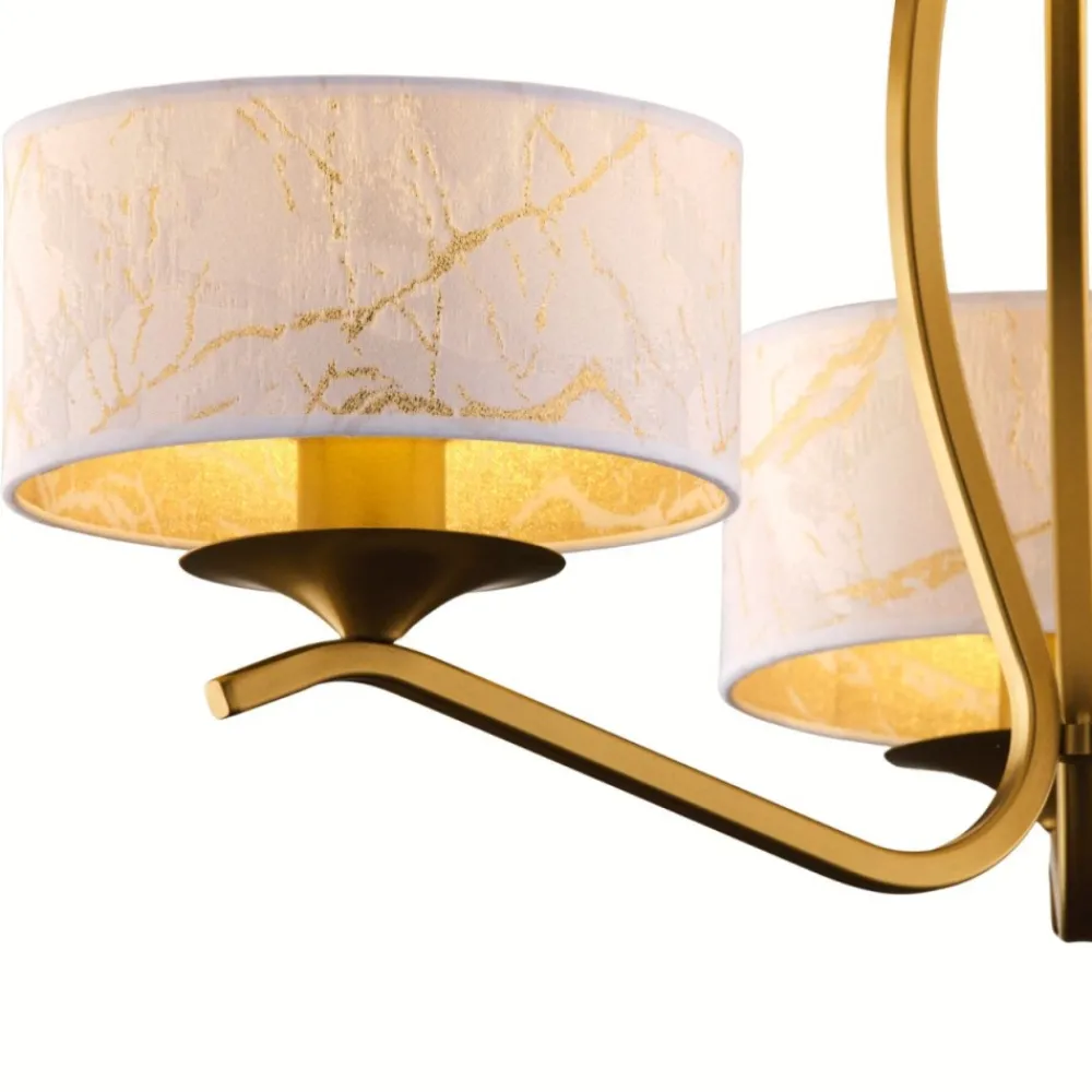Lampa sufitowa KASZMIR złota biały abażur 3xE27 * Jupiter New