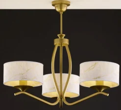Lampa sufitowa KASZMIR złota biały abażur 3xE27 * Jupiter New