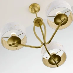 Lampa sufitowa KASZMIR złota biały abażur 3xE27 * Jupiter New