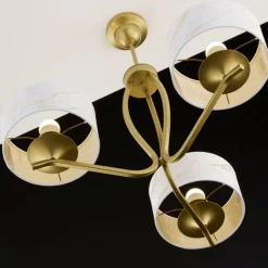 Lampa sufitowa KASZMIR złota biały abażur 3xE27 * Jupiter New